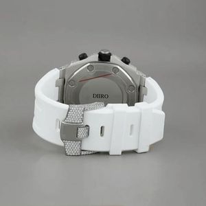 Custom Hip Hop Iced Out Chronograph Watch for Men with Moissanite Diamonds White Rubber Strap Mechanical Watch - Product Image 4