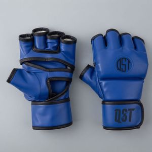 Gants d'entraînement MMA en cuir PU de qualité supérieure QST, gants de combat sans doigts, gants de protection rembourrés pour les mains - Product Image 1
