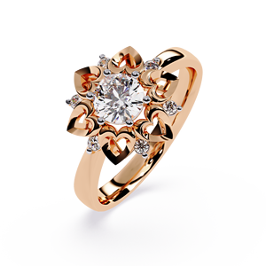 Nouvelle bague de fiançailles et de mariage tendance en or massif 14 carats avec diamant solitaire de laboratoire certifié IGI, design floral, 0,50 ctw - Product Image 2