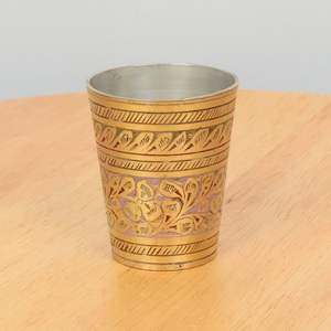 Vaso de Latón Vintage con Grabado Floral, para Agua, para el Hogar, Cocina, Restaurante, Vajilla Metálica Tradicional - Product Image 5