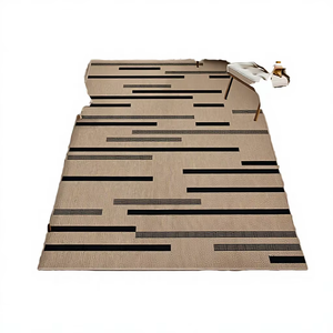 Alfombra de Yute a Rayas 4x6 de Pelo Corto, Estilo Rústico, para Interiores/Exteriores, Alfombra Delgada para Entrada, Comedor, Patio Trasero - Product Image 2