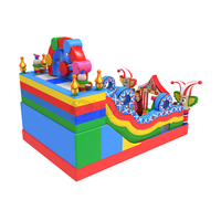 Château gonflable familial compact avec toboggan pour enfants, trampoline gonflable chinois à vendre