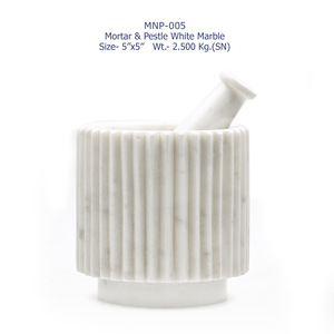 MNP-014 Mortero y Pilón de Mármol Blanco de Diseño Personalizado de Fábrica India para Triturar y Moler Hierbas a Precio Mayorista Directo de Fábrica - Product Image 3