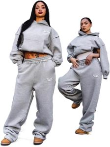 Men's/Women's Letter embroidery Sweatsuit 2 Piece Long Sleeve Hoodie Sweatpants Y2K Hoodie <b>Set</b> - Product Image 2