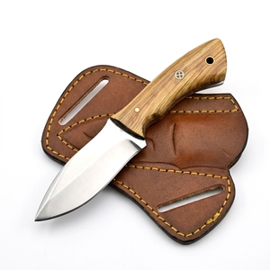 Couteau de chasse et de camping en acier carbone fait main à lame fixe, avec manche en bois de frêne, vente en gros, OEM, logo personnalisé - Product Image 1