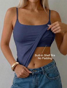 Ladies Double <b>Layer</b> Breathable Eco-Friendly Yoga Camisole Tank <b>Top</b> Soft Stretch Cotton Ribbed Knit Spaghetti Strap Front - Product Image 5