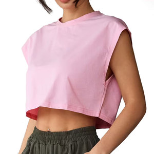 Women's Summer Workout <b>Crop</b> <b>Top</b> Breathable Front Logo Spandex/Polyester Lightweight Fashionable New Design - Product Image 1