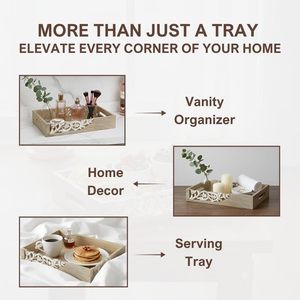 Solidwood Handcrafted <b>Square</b> Serving Platter Handcrafted Carved Wooden Serving Tray Multipurpose Serving Article Available - Product Image 4