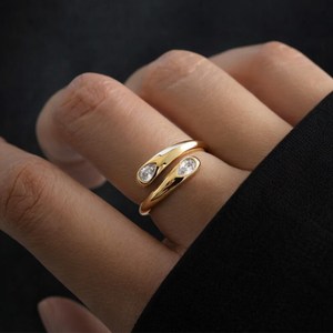 Unique Design Pear Cut Moissanite Open Wrap Band <b>Ring</b> 925 Sterling Silver Rose Plated & Rhodium Plated Wedding Promise Jewelry - Product Image 4