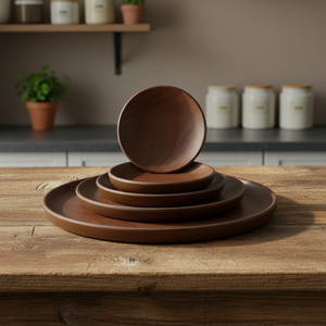 Wholesale New Walnut Design Unbreakable 100% Melamine <strong>Wood</strong> <strong>Plate</strong> - Product Image 2