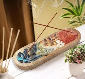 Handcrafted Wooden Art Tray | Bird Pattern Ash Catcher for Meditation <b>Yoga</b> & Home Decor | Birthday <b>Gift</b> Decorative Incense - Product Image 1