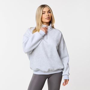 Custom Logo Sky Blue Crewneck Sweaters Oversized Embroidered Mock Neck Sweatshirt Turtleneck Sweatshirts Gym Wear Tops for Women - Product Image 1