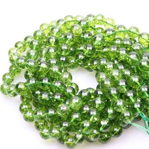 Perles de pierres précieuses en quartz cristal vert péridot olivine craquelé, lisses, brin complet de 15 pouces, certifiées IGI, ZUBEDA GEMS, pour bijoux DIY - Product Image 3