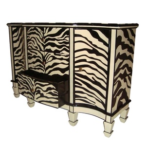 Gabinete de cocina pintado de cebra Aparador con estampado de animales Buffet antiguo en estilo francés Muebles Monocromo Diseño de interiores para el hogar - Product Image 5