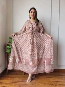 Robe Kaftan en Coton Imprimé pour Femme, Style Floral Ethnique Bohème, Tenue de Plage et de Vacances, Coupe Ample Maxi, Vêtement d'Été - Product Image 5
