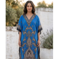 Robe Kaftan Imprimée Personnalisée pour Femme, Cache-maillot de Plage Ample et Léger, Tenue de Vacances, Fabricant OEM ODM, Tissu Personnalisé