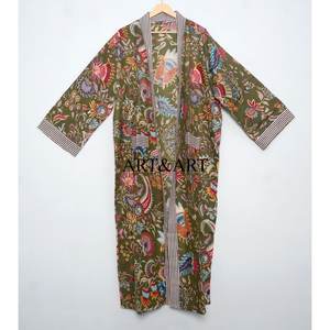 Kimono largo de algodón ecológico para mujer, con cinturón, de algodón orgánico, para la temporada de primavera, ideal para dormir. - Product Image 3