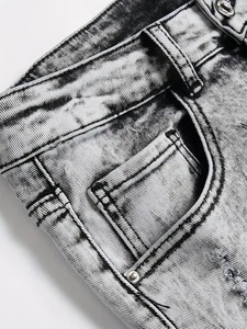 Wholesale Vintage <b>Knee</b>-Length Straight Loose <b>High</b> Waist Waterproof Breathable Windproof Light Wash Denim Shorts for Men Casual - Product Image 2