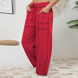 Pantalon cargo tendance TikTok pour femme, coupe large, taille haute, avec cordon de serrage, style décontracté streetwear, coupe ample - Product Image 5