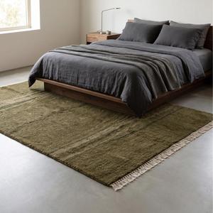 Tapis d'intérieur classique en laine fait main de qualité supérieure, motif floral, à poils ras avec franges, pour salon et chambre à coucher - Product Image 2