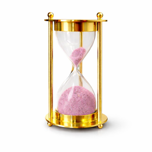 Minuteur sablier en métal doré avec sable rose, horloge décorative de table pour la maison, le bureau, la décoration de bureau, cadeau - Product Image 1