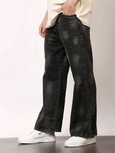 Jean en denim premium pour homme, coupe large, écologique, taille mi-haute, style décontracté pour le bureau - Product Image 3
