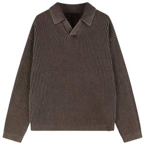 Suéter Polo de Punto Acanalado para Hombre, Lavado, Color Marrón, Manga Larga, Textura Suave, Estilo Casual, para Invierno, Mezcla de Algodón, OEM - Product Image 1