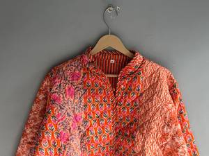 <b>Quilted</b> Cotton <b>Jacket</b> Women Floral <b>Pattern</b> O-Neck Full Sleeve Autumn Regular Length Patch Pocket Hand Embroidery GIFT FOR HER - Product Image 2