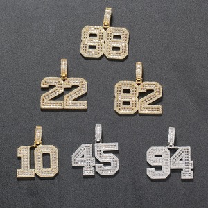 New Arrival Hip Hop Custom Angle Number Lucky <b>Letters</b> Pendant Rope Chain Iced Out Moissanite Bling Bling <b>Brass</b> Pendant Necklace - Product Image 1