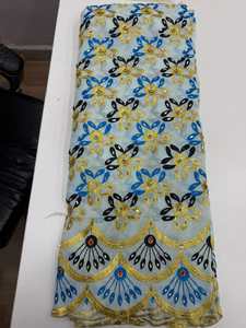 Tissu en Voile de Coton Pur de Haute Qualité pour Dentelle Africaine, Respirant, 120 GSM, Poids Moyen, Vêtements Traditionnels Multicolores - Product Image 1