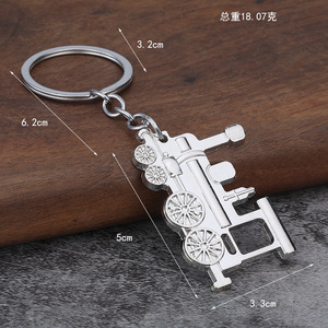 Spoked-Wheel Locomotive Keychain Zinc Alloy Gold Tone Railway <strong>Engine</strong> Keyring for Model Railroad Club Souvenirs - Product Image 2
