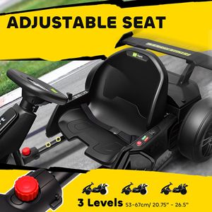 Go-Kart Elettrico da Corsa 24V 7.5 MPH con Sedile Regolabile per Bambini, Avvio Lento, Nero - Product Image 6