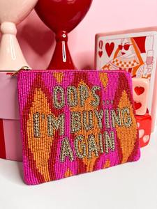 Pochette à monnaie perlée faite main, pochette magnétique à sequins Botox Money, pochette cosmétique brodée drôle et originale, cadeau pliable et durable - Product Image 2