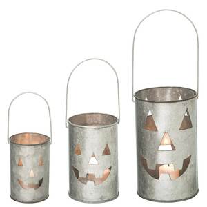 Ensemble de 2 et 3 bougeoirs Jack O'Lantern en métal avec poignée pour la décoration d'Halloween à la maison - Product Image 2