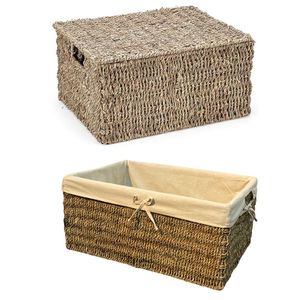 Wicker SEAGRASS <b>STORAGE</b> <b>BASKET</b> with Lid Cotton Liner Pet <b>Toy</b> and Pet Supply <b>Storage</b> <b>Basket</b> - Product Image 1