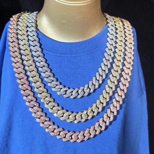 Collier chaîne à maillons en moissanite plaqué argent et or 18 carats pour homme, idéal pour fiançailles, soirée, hip-hop, mariage, ou usage quotidien - Product Image 1