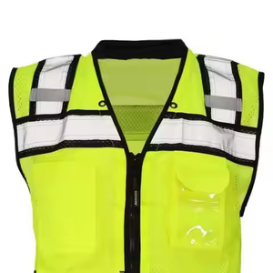 Chaleco de Seguridad Reflectante de Alta Visibilidad para Hombre, Transpirable, con Cierre de Cremallera, Cuello en V, Estilo Casual, para Verano, con Bolsillos - Product Image 4