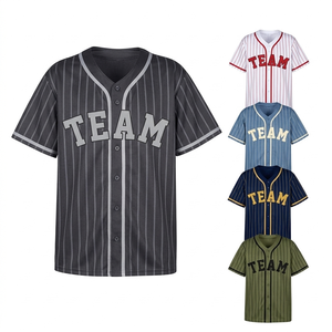 Wholesale Custom Blue Pinstripe Short Sleeve College <b>Baseball</b> Jerseys Full Sublimation Softball Sportswear Shirts - Product Image 1