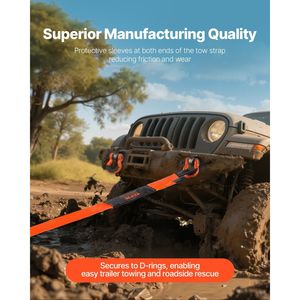 Sangle de remorquage robuste 3 x 30 pieds, kit de récupération, sangle de treuil Tree Saver, boucle triple renforcée, protection pour MBS-36,000 - Product Image 5
