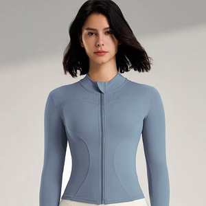 เสื้อแจ็คเก็ตโยคะสีเทาชาร์โคล ยืดหยุ่นสูง สำหรับผู้หญิง ซิปยาว ทรงเข้ารูป แขนยาว เหมาะสำหรับออกกำลังกาย เล่นกีฬาในยิม - Product Image 5
