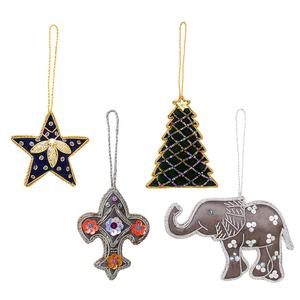 Adornos navideños de satén de terciopelo hechos a mano con cuentas, adorno bordado personalizado, globo, estrella de pavo real, Brazeal, estudio BSC personalizado - Product Image 5