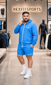 REXFIT SPORTS 2026 ชุดวอร์มไนลอนผู้ชายแบบขายส่งสั่งทำพิเศษ เสื้อแจ็คเก็ตกันลมมีฮู้ดและกางเกงขาสั้น ชุดกีฬาวิ่งออกกำลังกายน้ำหนักเบา - Product Image 3