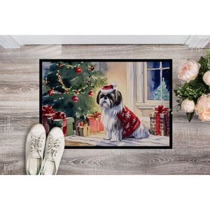 Shih Tzu Cozy Christmas <b>Doormat</b> Non Slip <b>Washable</b> Low Pile 24H X 36W Indoor Outdoor Entryway Rug for Front Door - Product Image 2