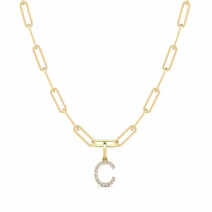 Pendentif lettre C avec strass en cristal de moissanite en argent 925 sertis sur chaîne, breloque pour cadeau unisexe - Product Image 1