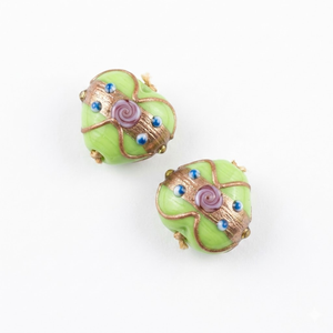 Cuentas de Corazón de Vidrio Verde Hechas a Mano de Primera Calidad, 18 mm, para Diseño de Joyería, Collares, Pulseras, Manualidades, EXCEL - Product Image 1