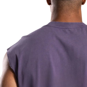 Débardeur sans manches pour homme en coton délavé violet poussiéreux, coupe décontractée, pour le sport, la gym, l'entraînement, le quotidien et la mode estivale - Product Image 6