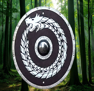 โล่ไม้ทรงกลมลายมังกรอาร์ตเดโคแบบยุคกลางสไตล์ไวกิ้ง ของ CH Calvin Handicraft สำหรับแขวนตกแต่งแบบวินเทจ โดยศิลปิน - Product Image 1