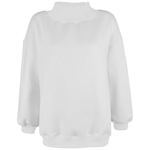 Unisex Oversized Stand Collar <b>Pullover</b> Sweatshirt Solid Color Knitted Regular Sleeve Autumn Wear - Product Image 2