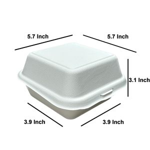 Boîte à lunch jetable en bagasse de canne à sucre, design minimaliste, capacité 30 oz, biodégradable, pour plats à emporter, burgers, etc. - Product Image 6