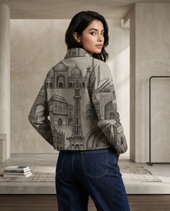 Chaqueta Gráfica Transpirable de Primavera para Mujer, Estilo Pakistaní, con Estampado Personalizado, Chaqueta con Cremallera, Estilo Vintage, Ropa Urbana - Product Image 4